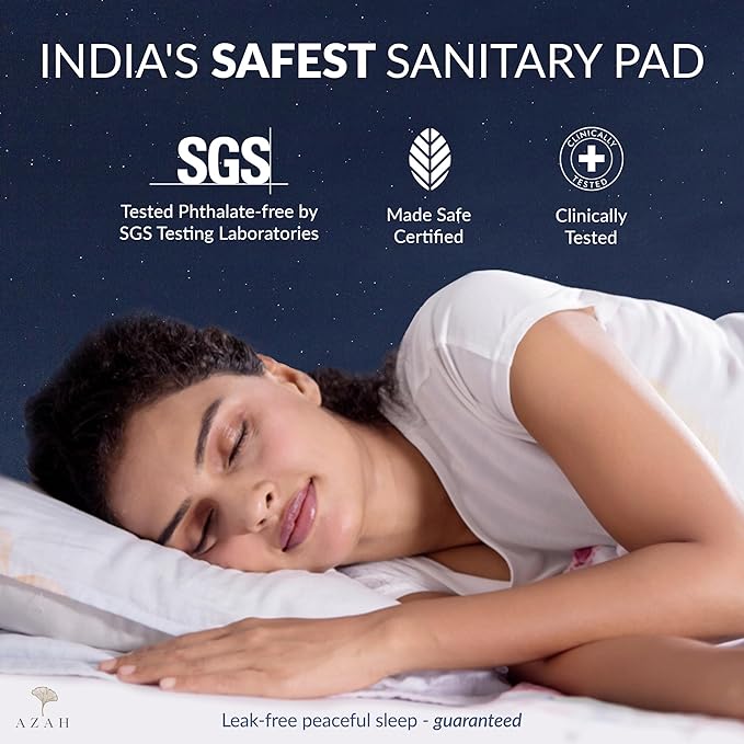 AZAH Biodegradable Sanitary Pads With Disposable Bag, Pack of 12