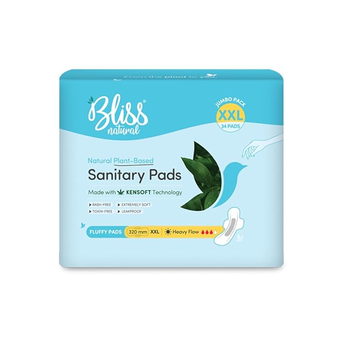 Bliss Natural Organic Sanitary Pads For Women, Pack of 34