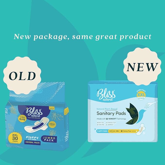 Bliss Natural Organic Sanitary Pads For Women, Pack of 34