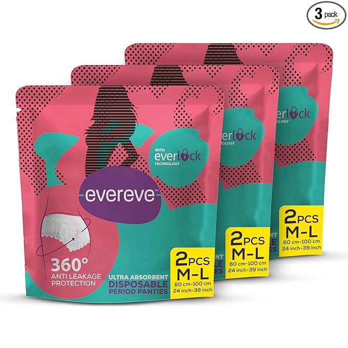 EverEve Ultra Absorbent Disposable Period Panties, Pack of 3