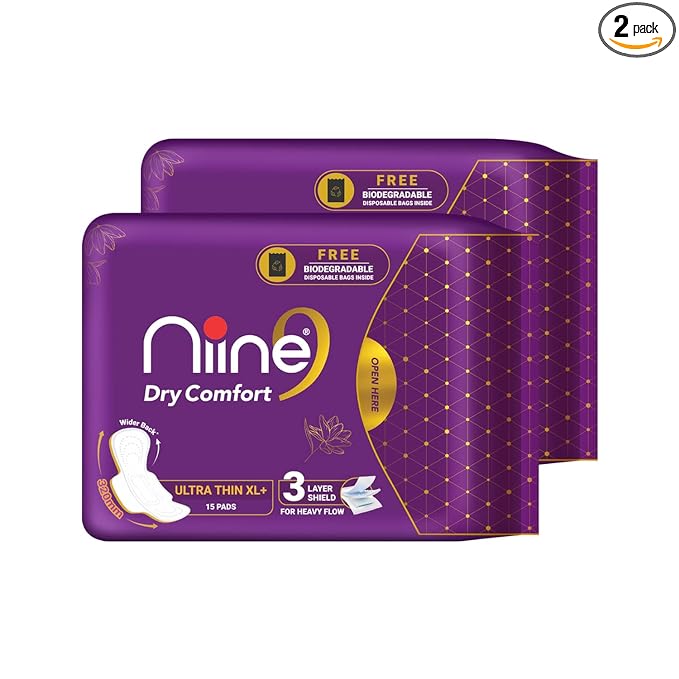 Niine Dry Comfort Ultra Thin XL+ Sanitary Pads for Women, Pack of 2