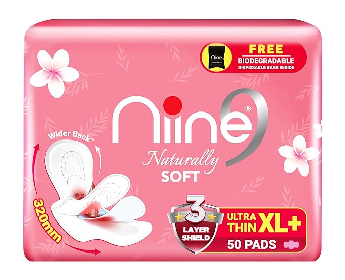 NIINE Naturally Soft Ultra Thin XL+ Sanitary Napkins for Heavy Flow