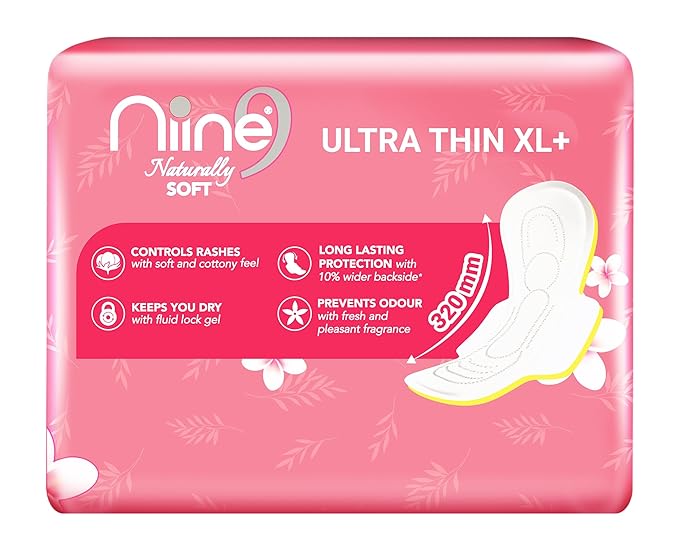 NIINE Naturally Soft Ultra Thin XL+ Sanitary Napkins for Heavy Flow