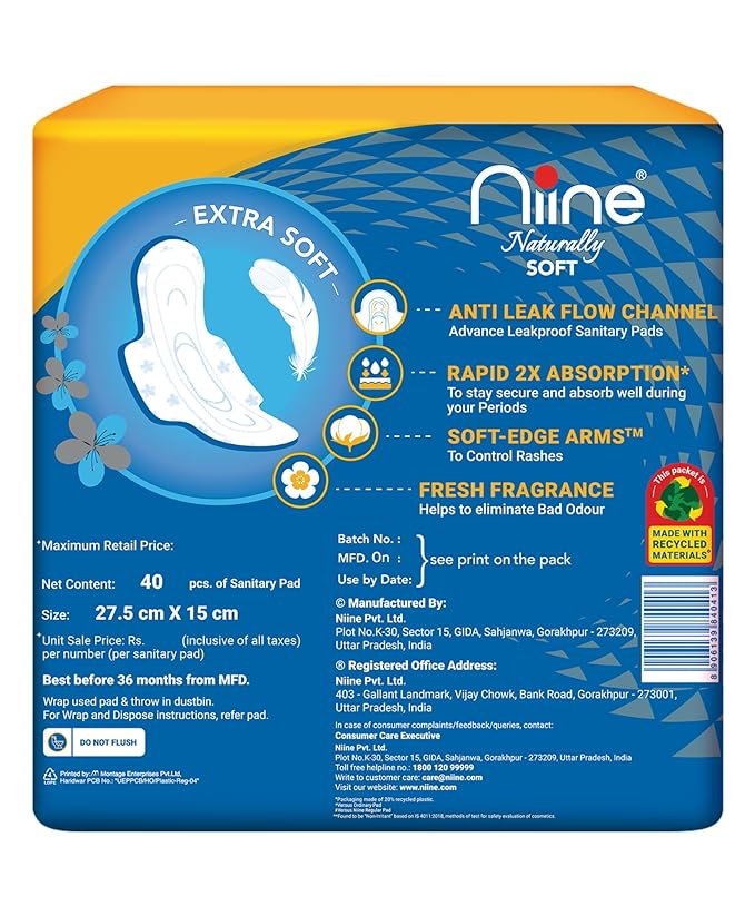 NIINE Naturally Soft XL Sanitary Pads, Pack of 1