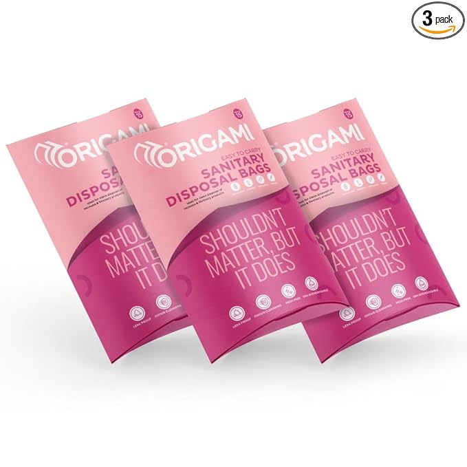 Origami Leakproof Sanitary Disposal Bags, Pack of 3