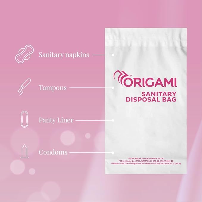 Origami Leakproof Sanitary Disposal Bags, Pack of 3