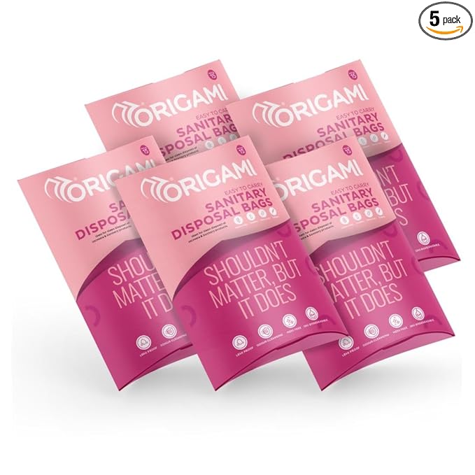 Origami Leakproof Sanitary Disposal Bags, Pack of 5