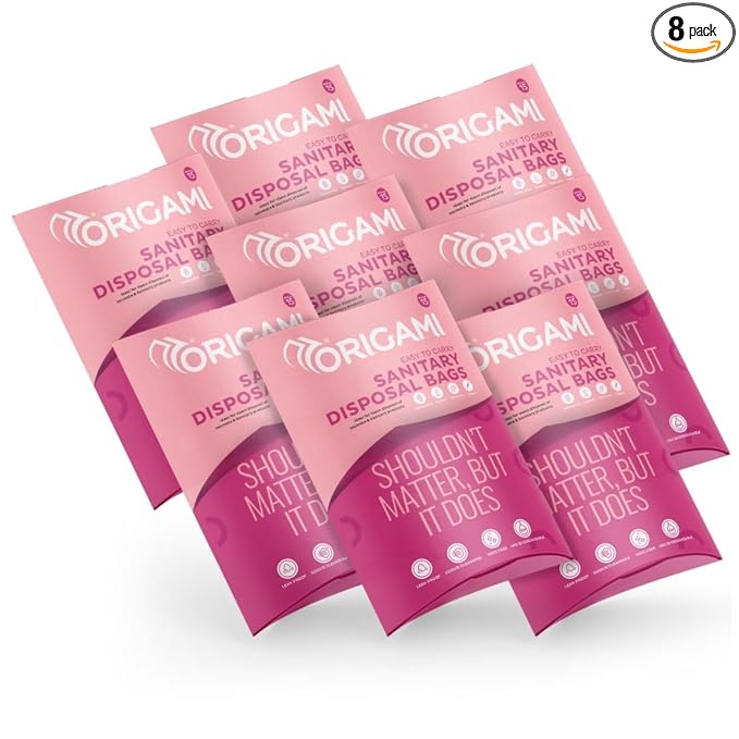 Origami Leakproof Sanitary Disposal Bags, Pack of 8