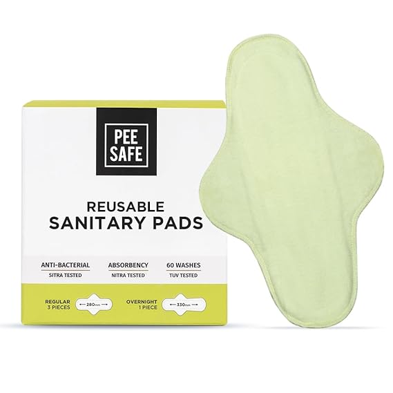Pee Safe Reusable Sanitary Pads For Women, Pack of 4