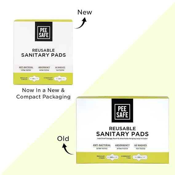 Pee Safe Reusable Sanitary Pads For Women, Pack of 4