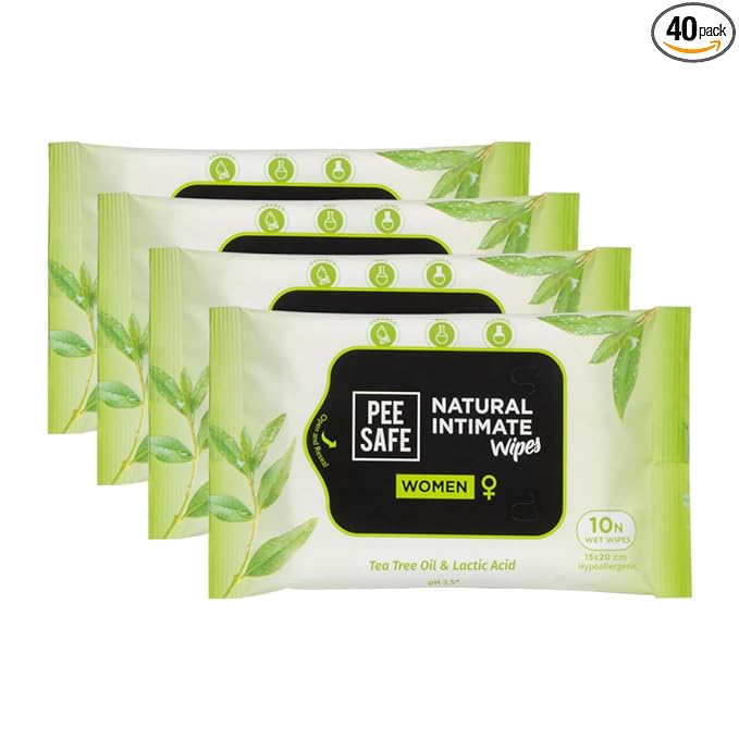 Peesafe Natural Intimate Wipes, Pack of 4
