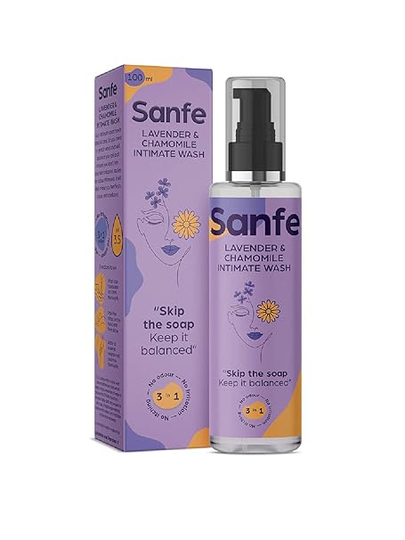 Sanfe Natural Intimate Wash, 3 In 1 - No Odour, No Itching, No Irritation (Lavender and Chamomile)