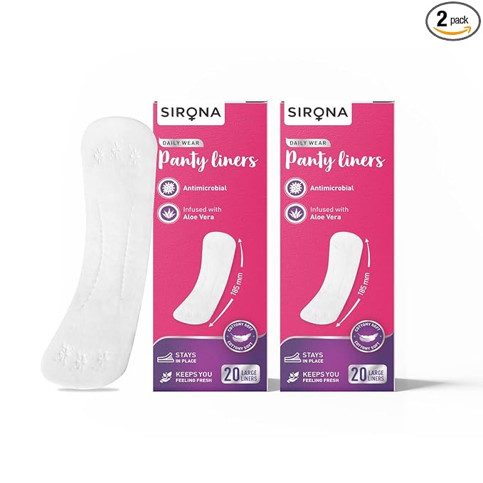 Sirona Daily Use Panty Liners for Women with Aloe Vera, Pack of 2