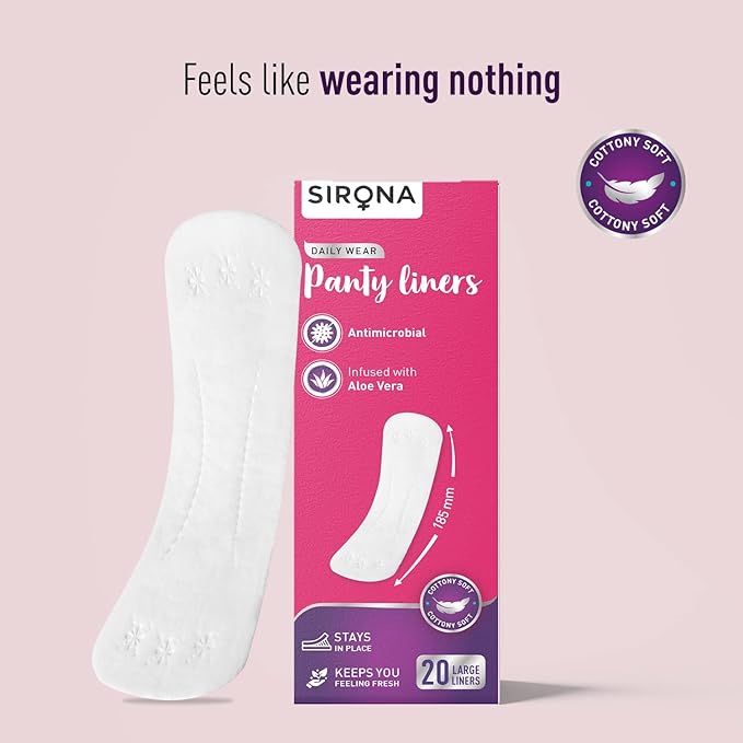 Sirona Daily Use Panty Liners for Women with Aloe Vera, Pack of 2
