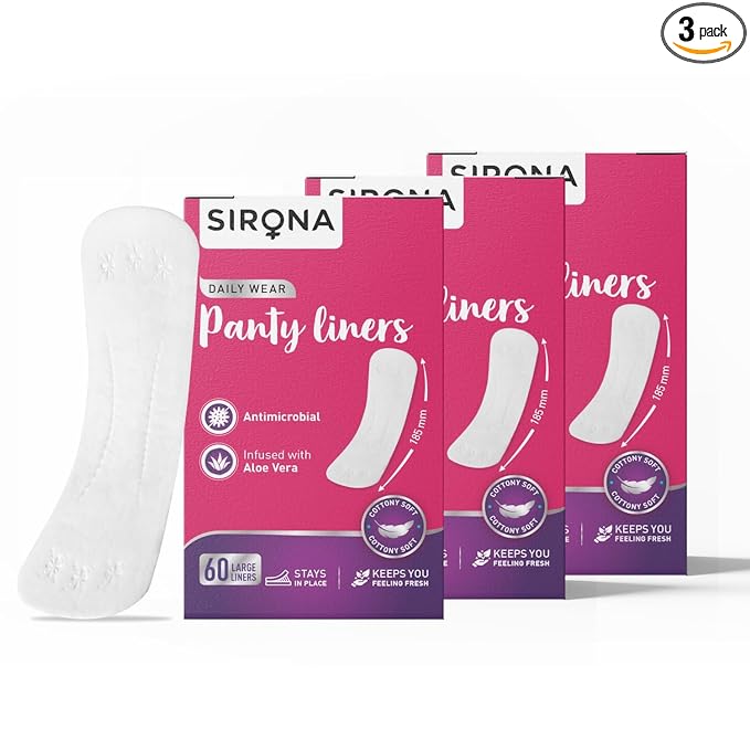 Sirona Daily Use Panty Liners for Women with Aloe Vera, Pack of 3