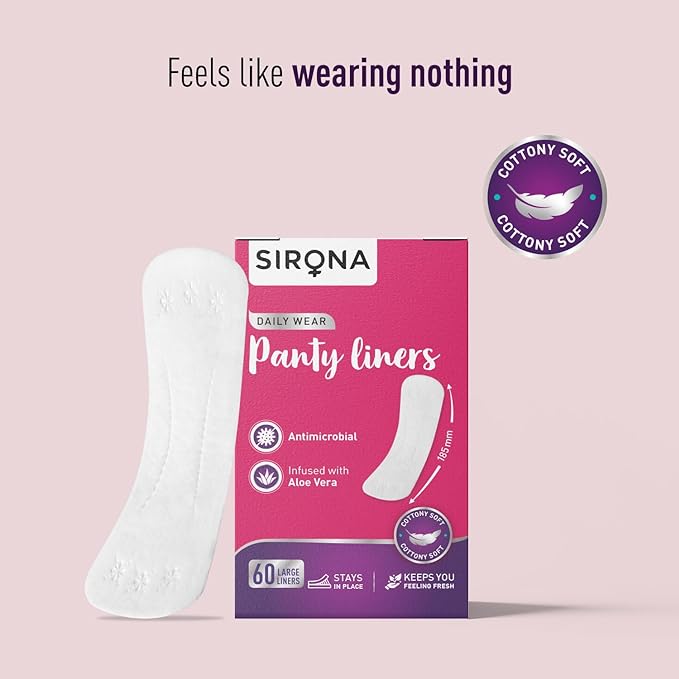 Sirona Daily Use Panty Liners for Women with Aloe Vera, Pack of 3
