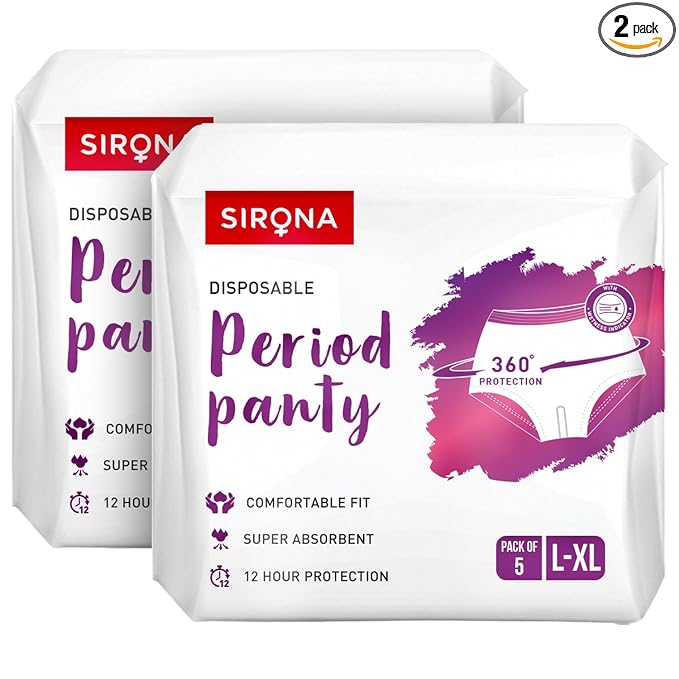 Sirona Disposable Period Panties for Women, Pack of 2