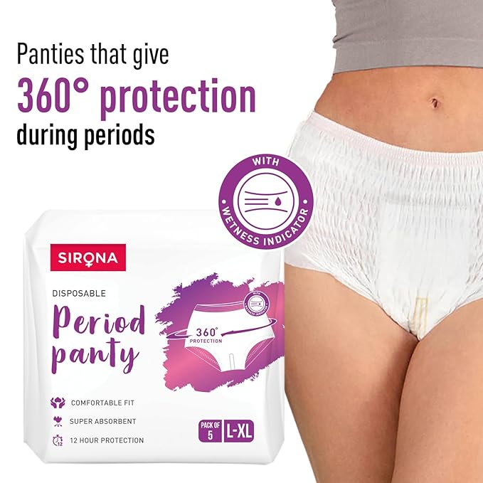 Sirona Disposable Period Panties for Women, Pack of 2