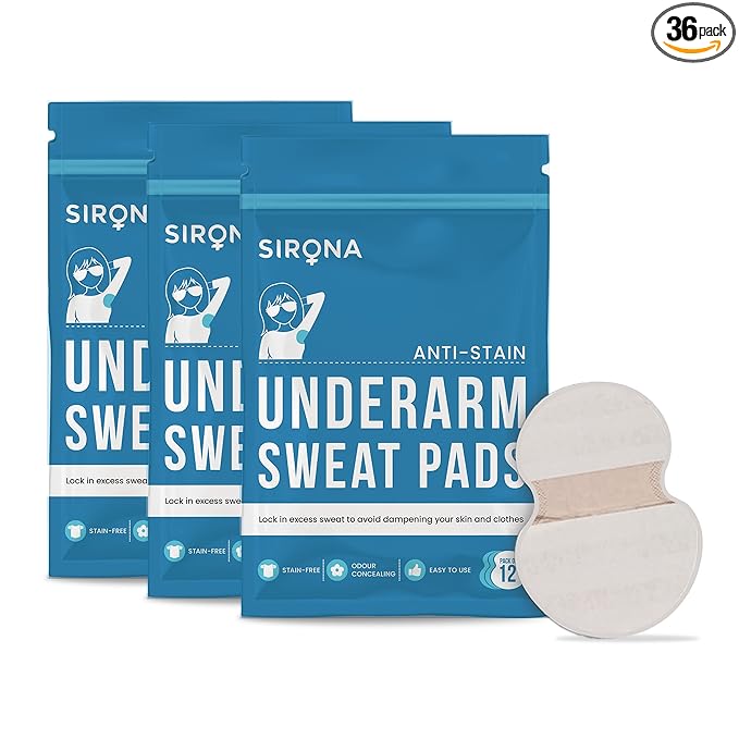 Sirona Disposable Underarm Sweat Pads for Men and Women, Pack of 3
