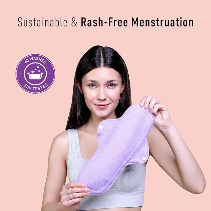 Sirona Reusable Pads for Women, 3 Regular Pads + 1 Overnight Pad, Pack of 4