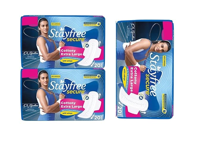 Stayfree Secure XL, Cottony Soft Sanitary Pads for Women, Pack of 3
