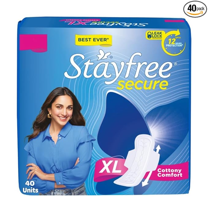 Stayfree Secure XL, Cottony Soft Sanitary Pads for Women