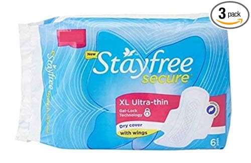 Stayfree Secure XL, Ultra Thin Dry Cover Sanitary Pads For Women With Wings