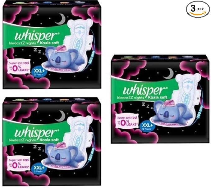 Whisper Bindazzz Night Koala Soft Sanitary Pads, Pack of 3