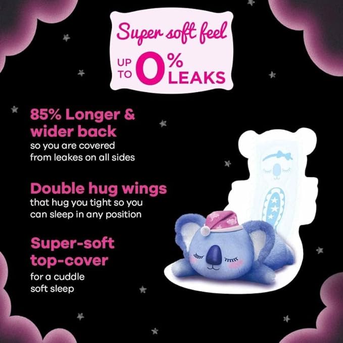 Whisper Bindazzz Night Koala Soft Sanitary Pads, Pack of 3
