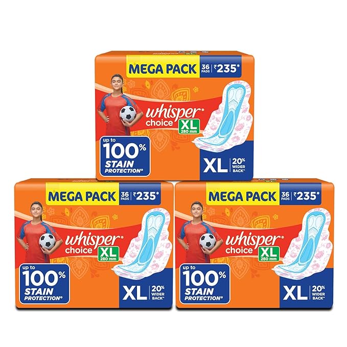 Whisper Choice Sanitary Pads for Women, Pack of 3