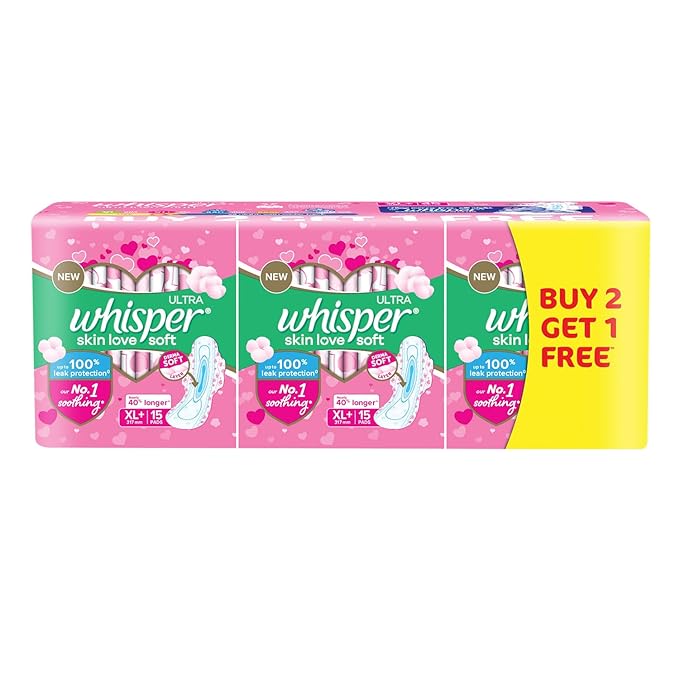 Whisper Ultra Skinlove Soft Sanitary Pads for Women, Pack of 3