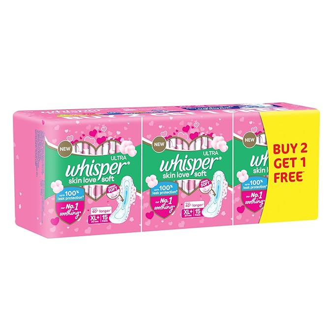 Whisper Ultra Skinlove Soft Sanitary Pads for Women, Pack of 3