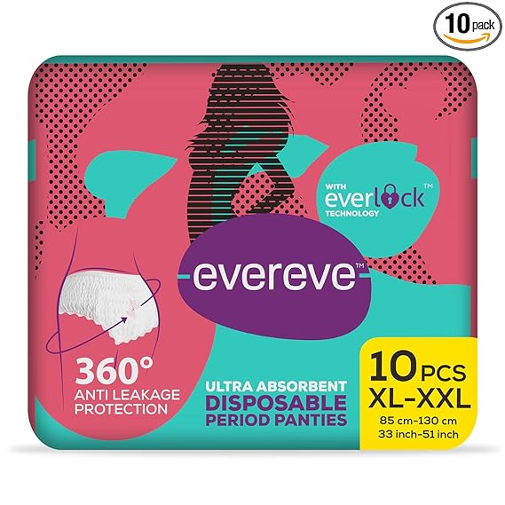 EverEve Ultra Absorbent Disposable Period Panties, XL-XXL, Pack of 10
