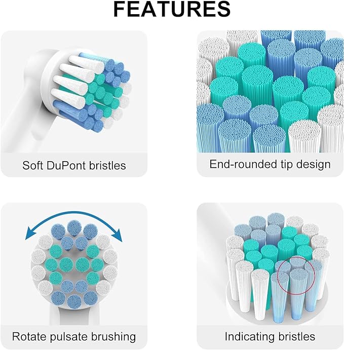 Electric Toothbrush Replacement Heads Compatible with Oral-B for Gum Health Improvement, Pack of 4