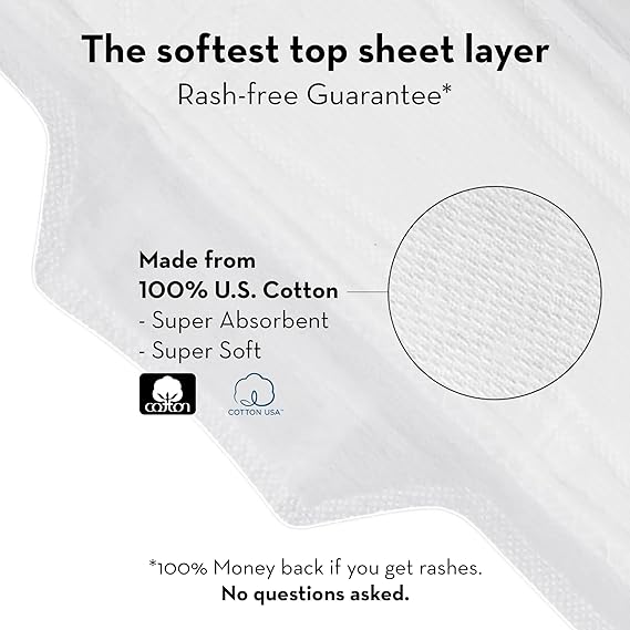 Plush Ultra-Thin Sanitary Pads For Women, Super Absorbent 15 Medium Flow Pads + 2 Panty Liners, 15 Large Natural Cotton Sanitary