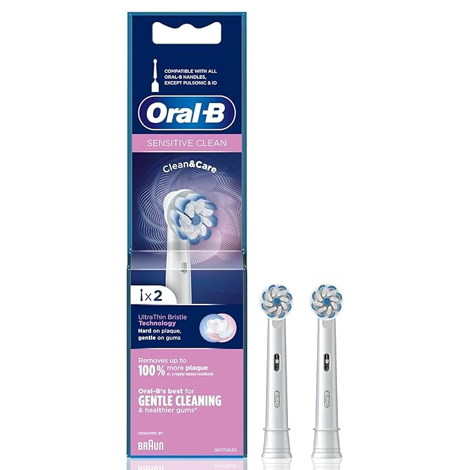 Oral B Sensitive Clean Refills, Original Replaceable Brush Head Electric Toothbrushes, Pack Of 2