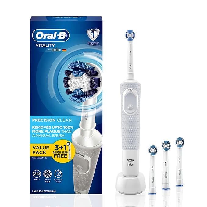 Oral B Vitality Criss Cross Electric Rechargeable Toothbrush with 3+1 Free refill