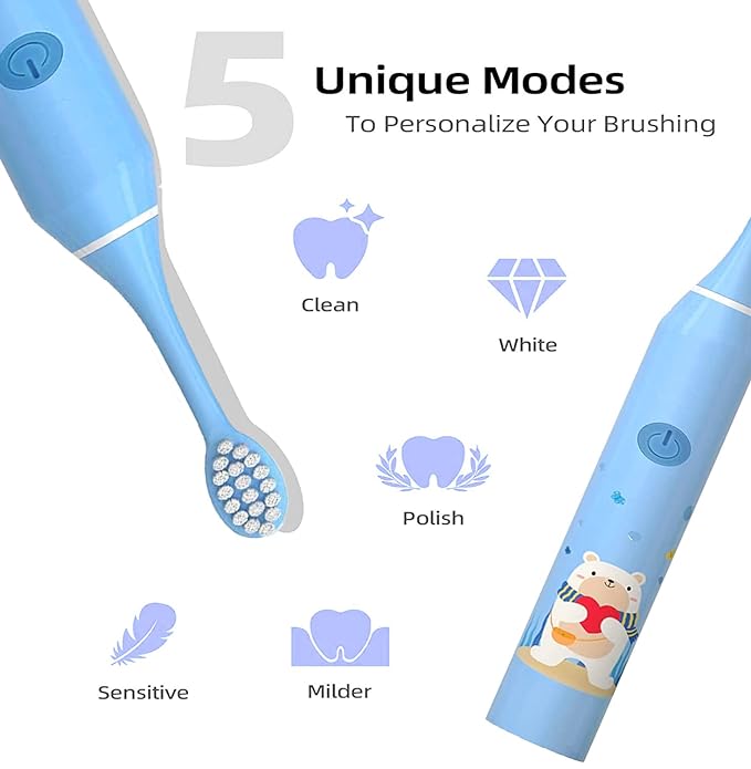US1984 Sonic Electric Toothbrush for Kids with 5 Modes
