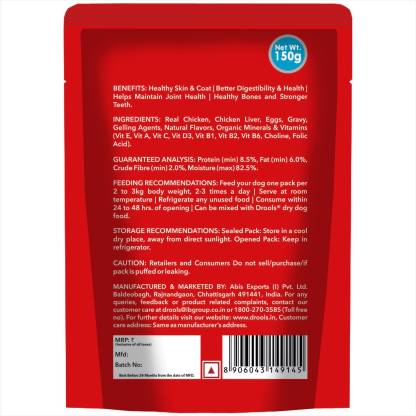 Drools Adult Wet Dog Food- Real Chicken and Chicken Liver Chunks in Gravy- 15 Pouches (15 x 150g)