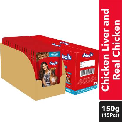 Drools Adult Wet Dog Food- Real Chicken and Chicken Liver Chunks in Gravy- 24 Pouches (24 x 150g)