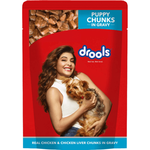 Drools Puppy Wet Dog Food- Real Chicken and Chicken Liver Chunks in Gravy- 24 Pouches (24 x 150g)