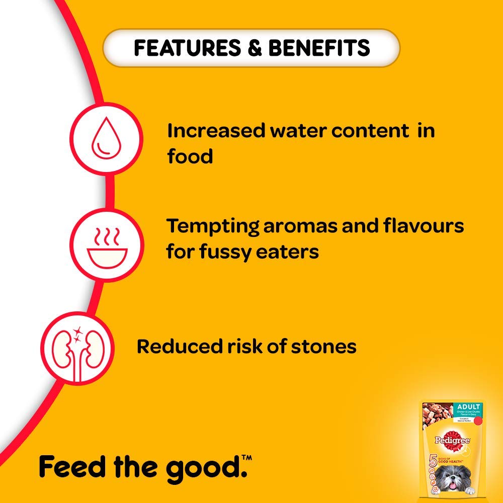 Pedigree Wet Dog Food | For Adult | Chicken & Liver Flavour | Tasty Meal with Real Meat
