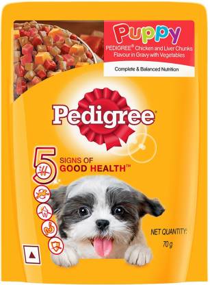 Pedigree Wet Food for Puppy- Chicken Chunks in Gravy Flavour, (15 x 70g)