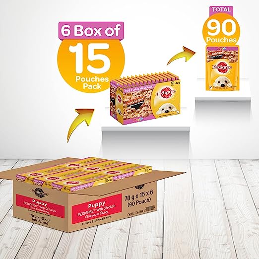Pedigree Wet Dog Food | For Puppy | Chicken Flavour | Tasty Meal with Real Meat
