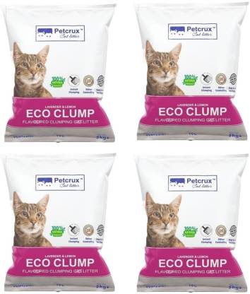 Petcrux Exclusive Scoopable Lavender and Lemon Eco Clump Smart Bentonite Cat Litter (Pack of 4 - Total 40 Ltr)