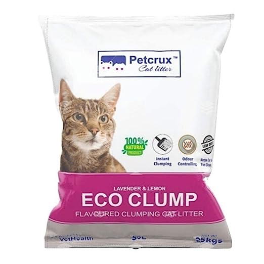 Petcrux Exclusive Scoopable Lavender and Lemon Eco Clump Smart Bentonite Cat Litter, 25Kg