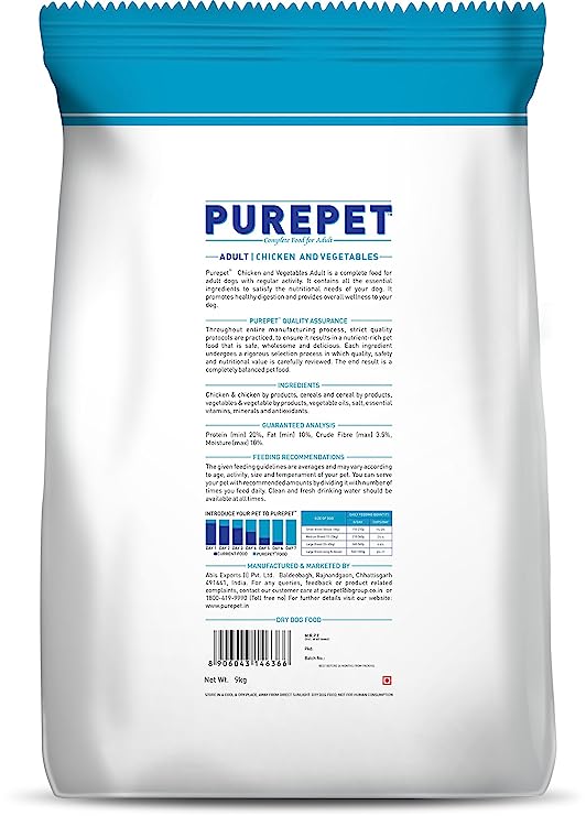 Purepet Chicken and Vegetable Adult Dry Dog Food- 9Kg