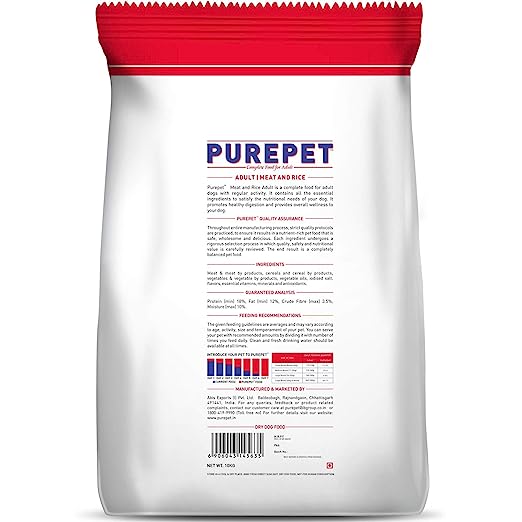 Purepet Meat and Rice Dry Dog Adult- 10Kg