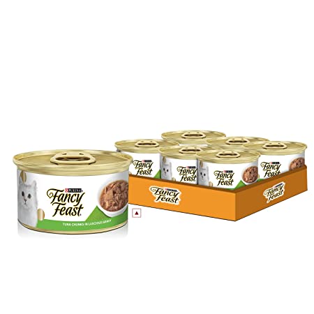 Purina Fancy Feast Tuna Chunks in Luscious Gravy Wet Cat Food of 6 X 85gm Cans (1 Can Free with 5 Cans)