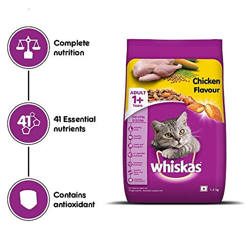 Whiskas Dry Cat Food for Adult Cats (1+ Years) -  Chicken Flavour